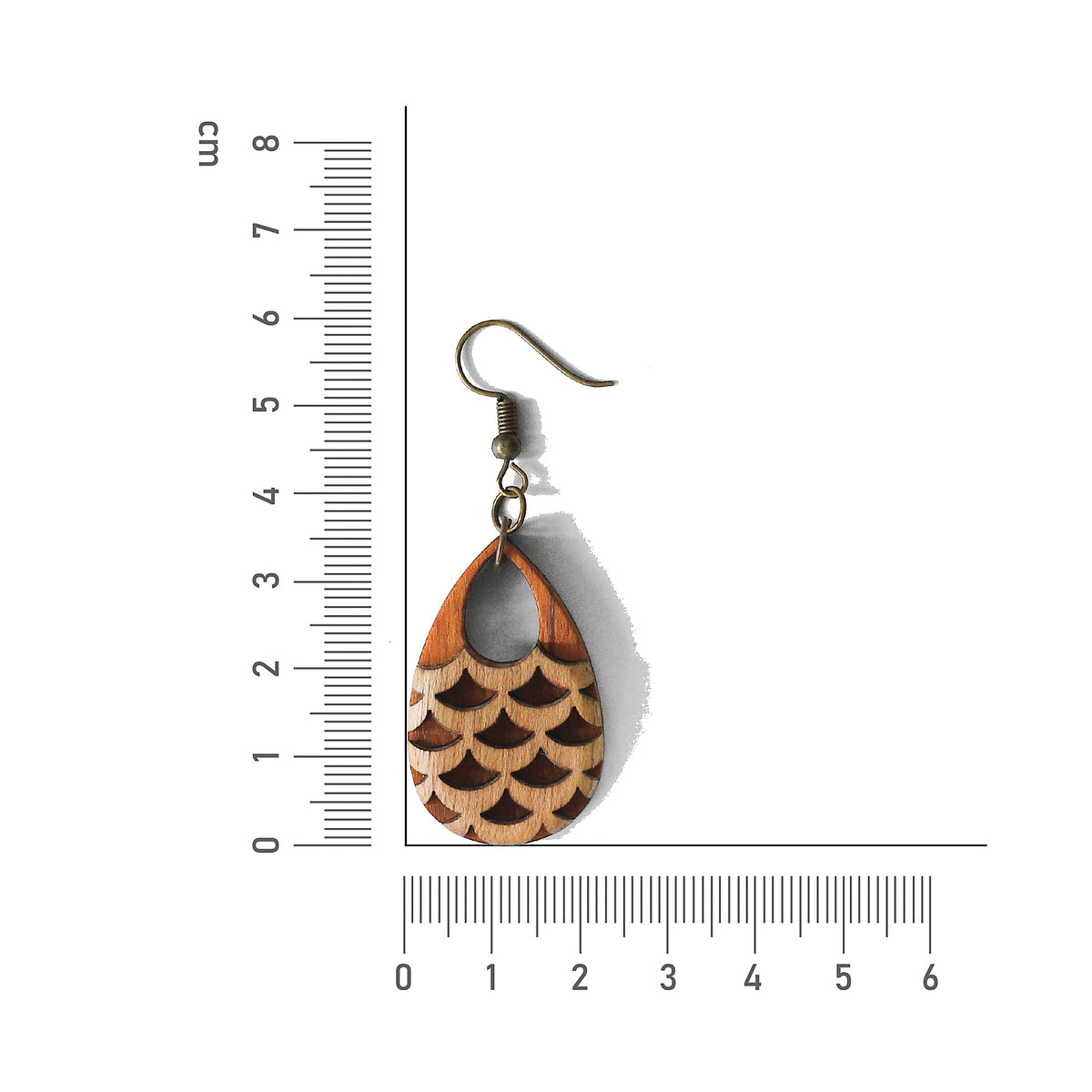 Teakwood Scallop Teardrop Earrings
