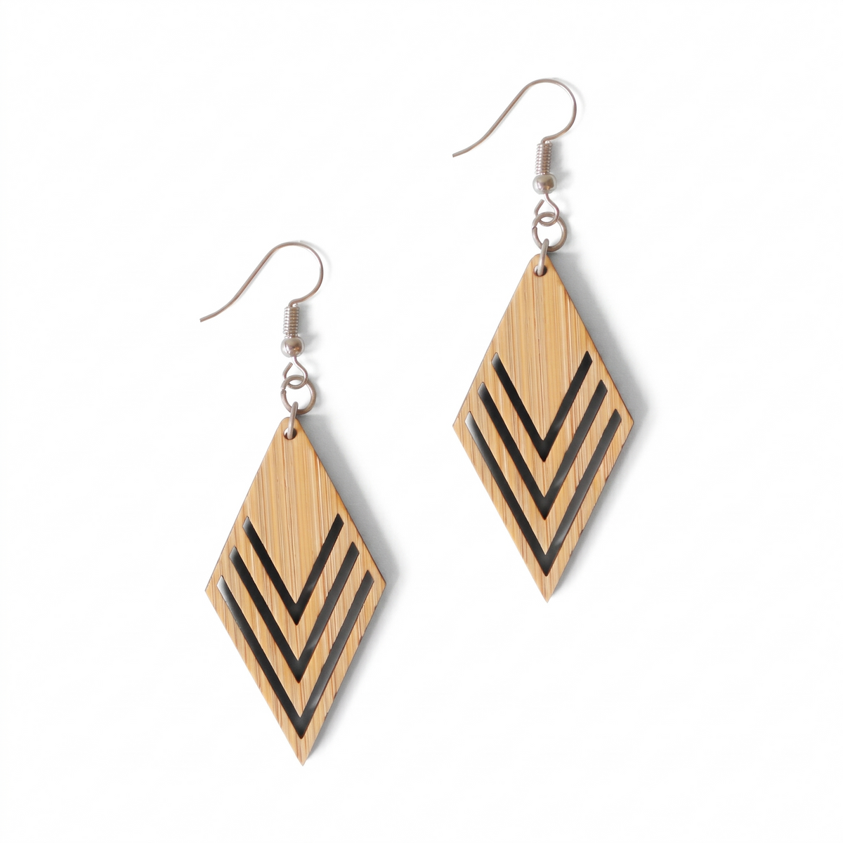 Bamboo Chevron Diamond Drop Earrings