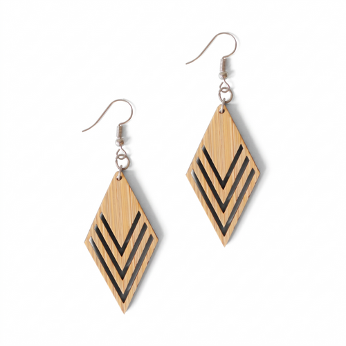 Bamboo Chevron Diamond Drop Earrings