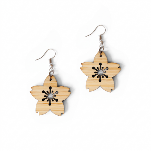 Bamboo Sakura Blossom Drop Earrings