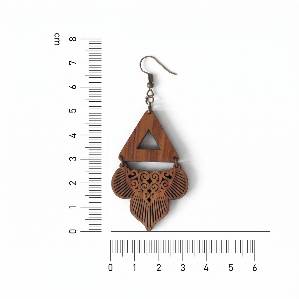 Handcrafted Teak Wood Floral Drop Earrings