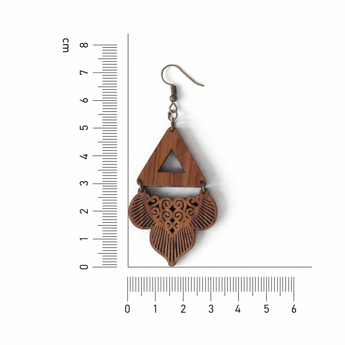 Handcrafted Teak Wood Floral Drop Earrings