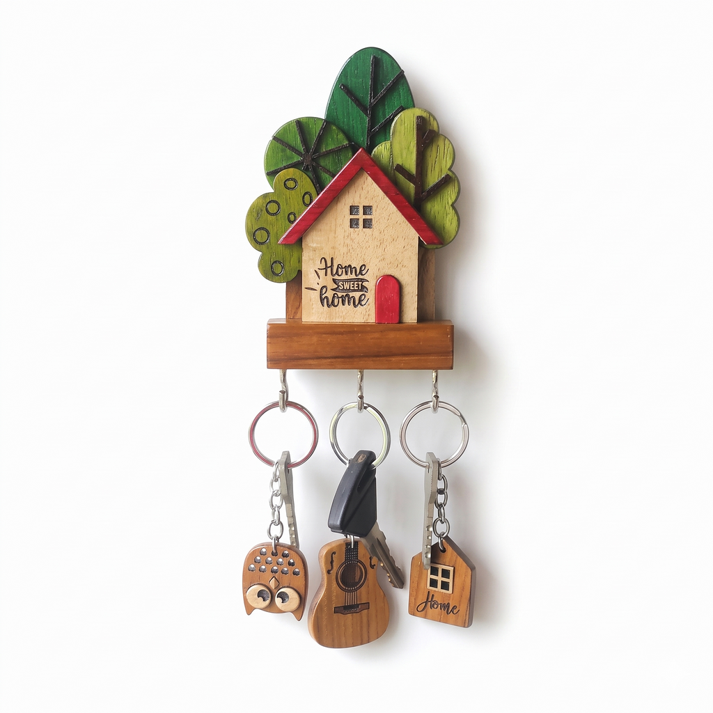 Home Sweet Home Wooden Key Holder