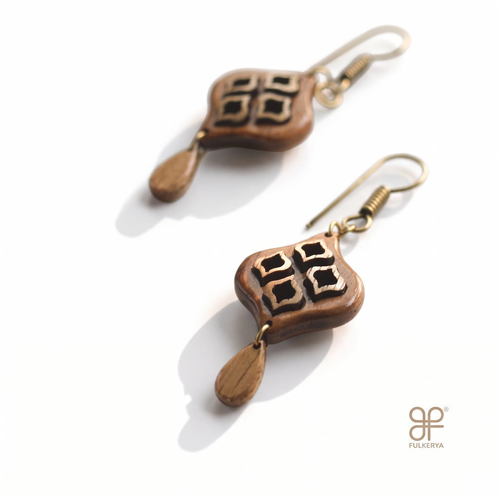 Teakwood Jaali Drop Earrings