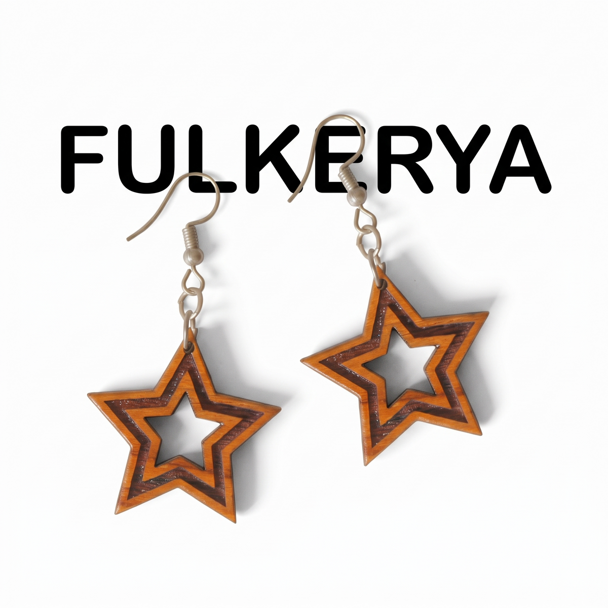 FULKERYA Reclaimed Teak Wood Star Drop Earrings