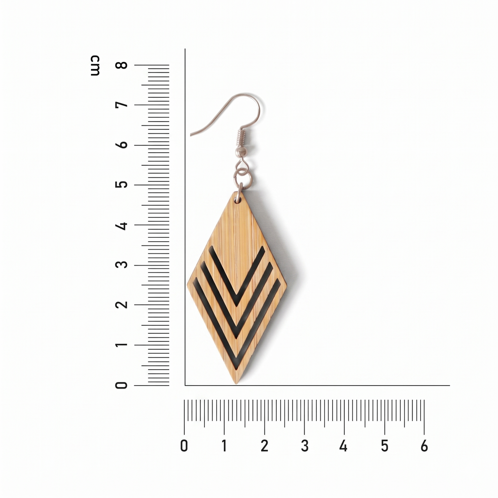Bamboo Chevron Diamond Drop Earrings