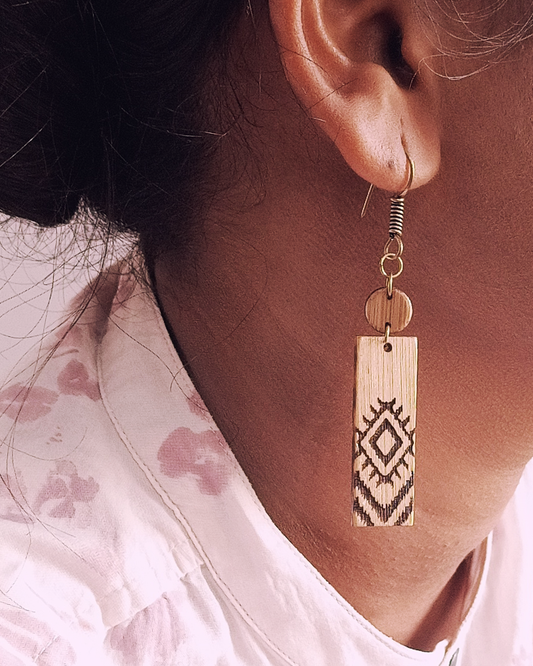 Bamboo Earrings Reflecting Odisha's Ikat Craft – Exquisite Fashion for Girls & Women