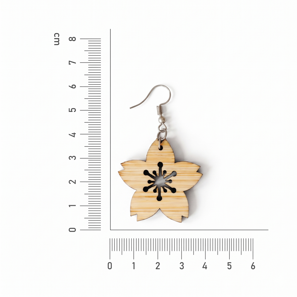 Bamboo Sakura Blossom Drop Earrings