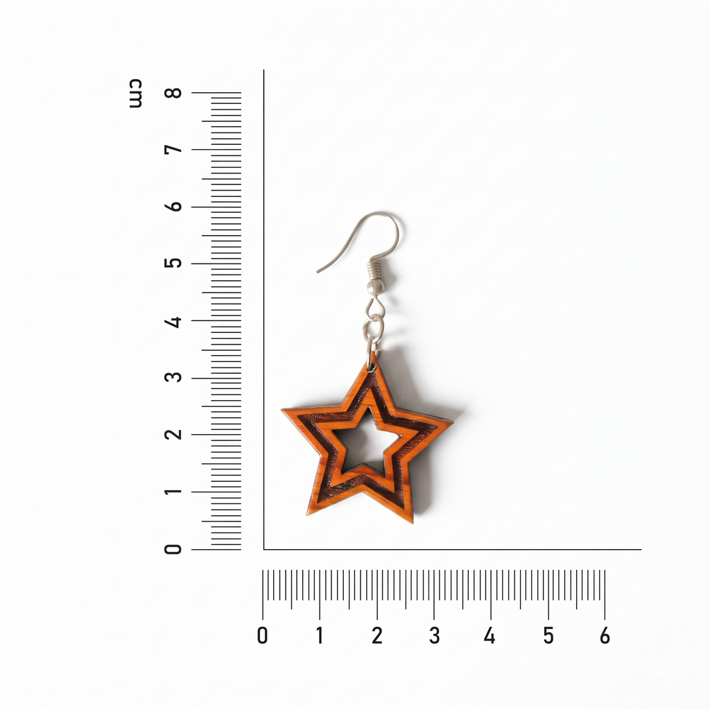 FULKERYA Reclaimed Teak Wood Star Drop Earrings