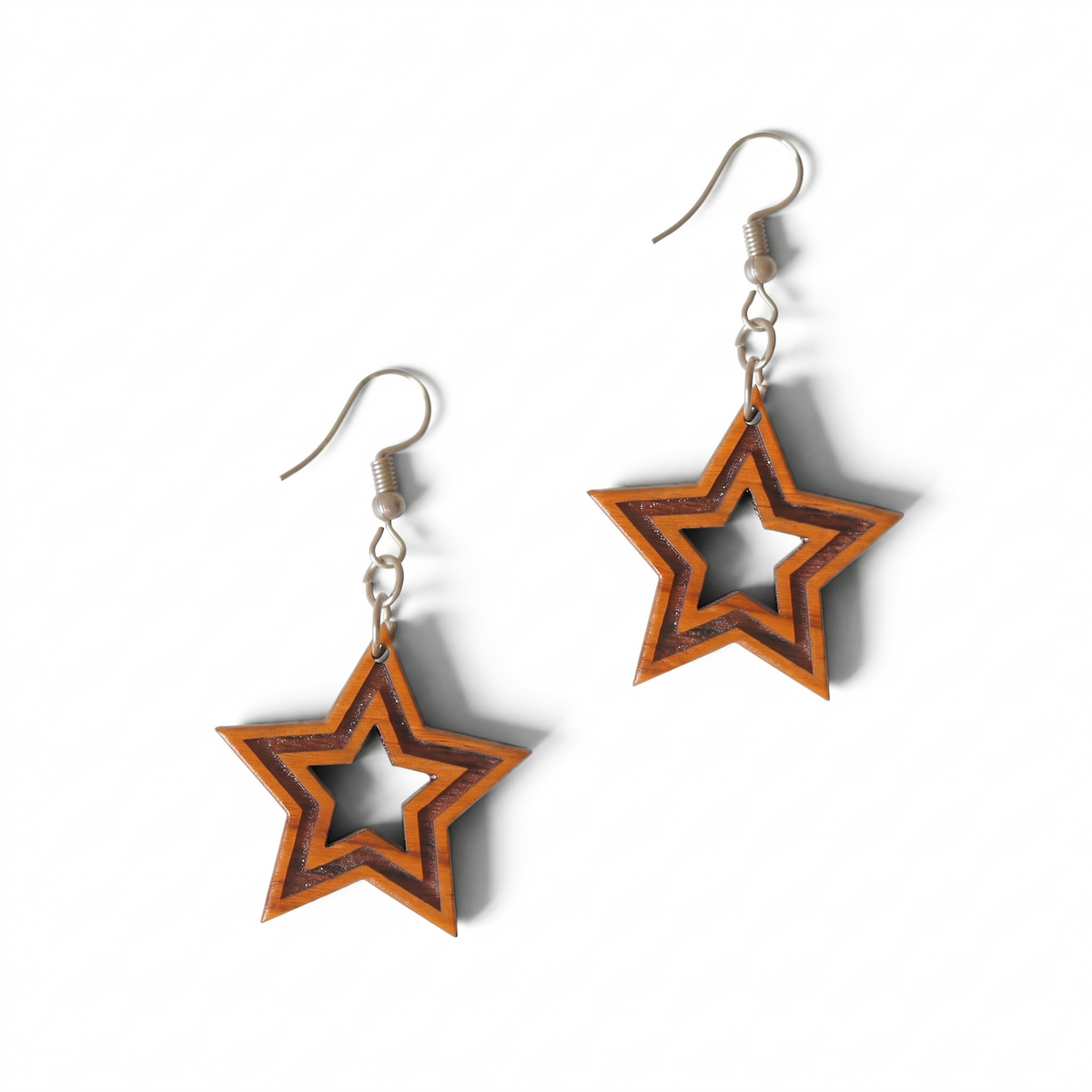 FULKERYA Reclaimed Teak Wood Star Drop Earrings