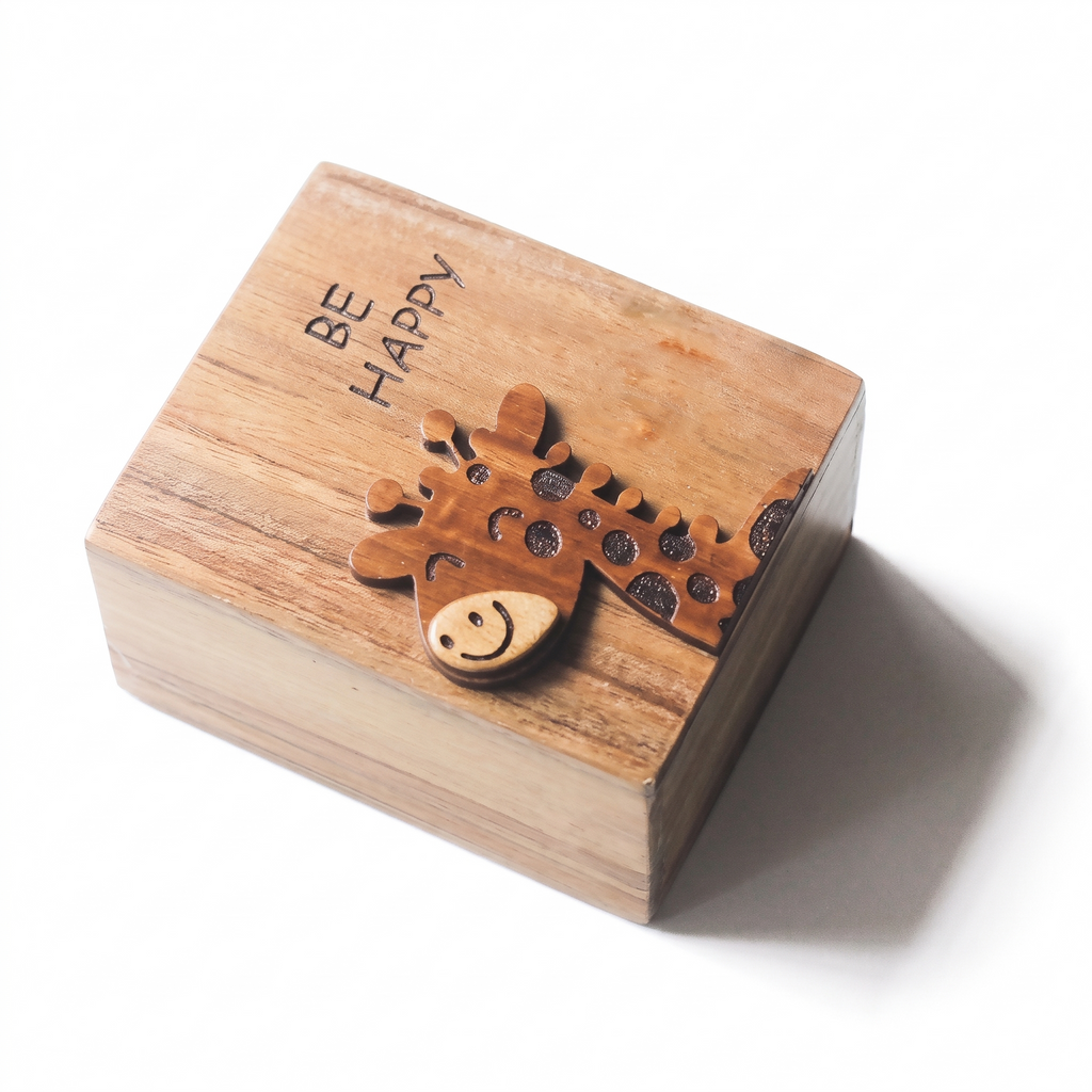 Be Happy Giraffe Wooden Pen Holder