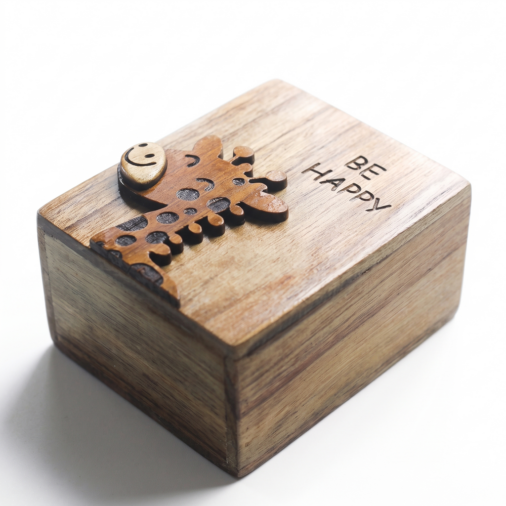 Be Happy Giraffe Wooden Pen Holder