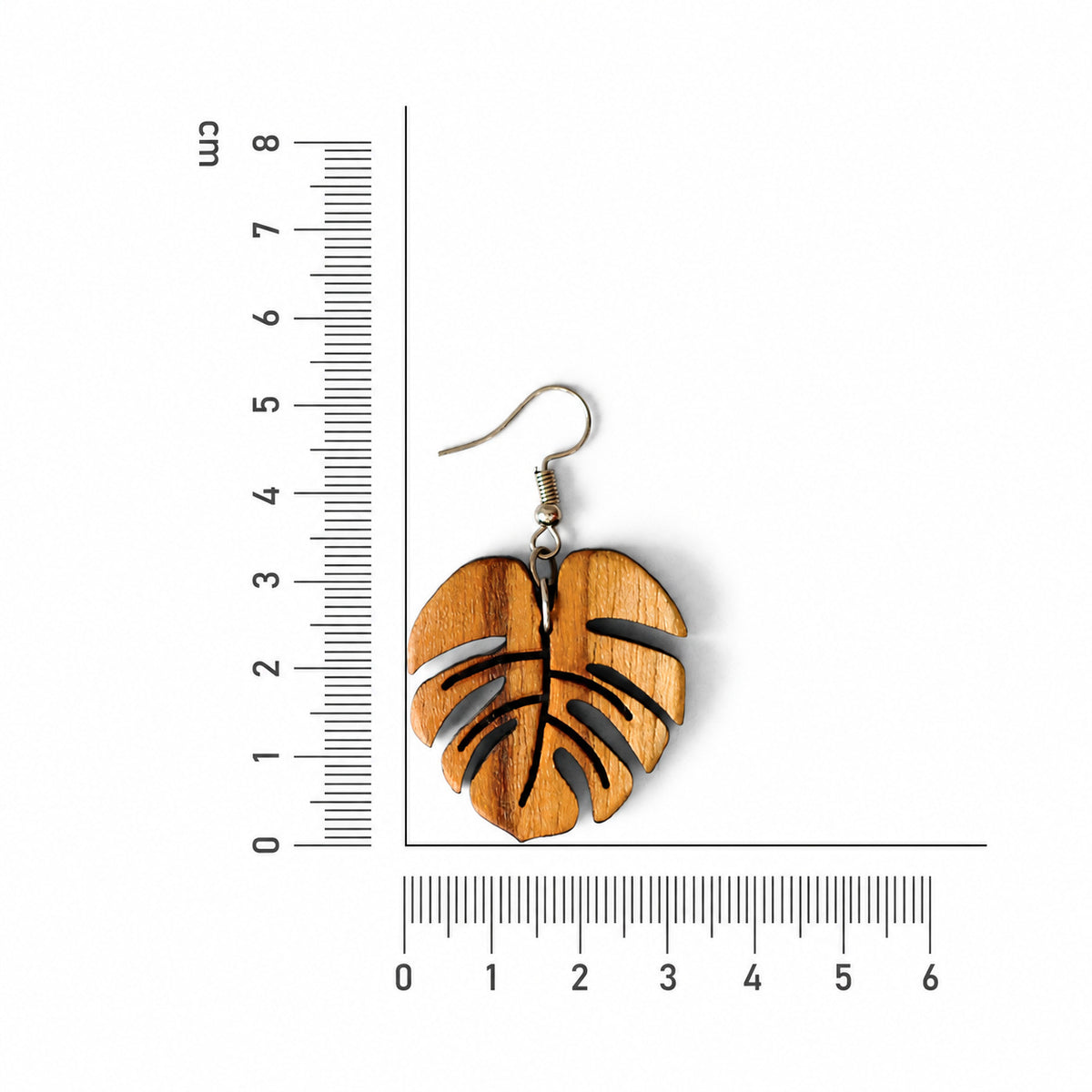 Monstera Leaf Wooden Drop Earrings