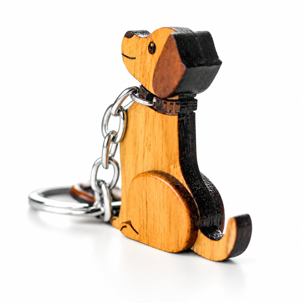 Wooden Dog Keychain with Paw Charm | FULKERYA