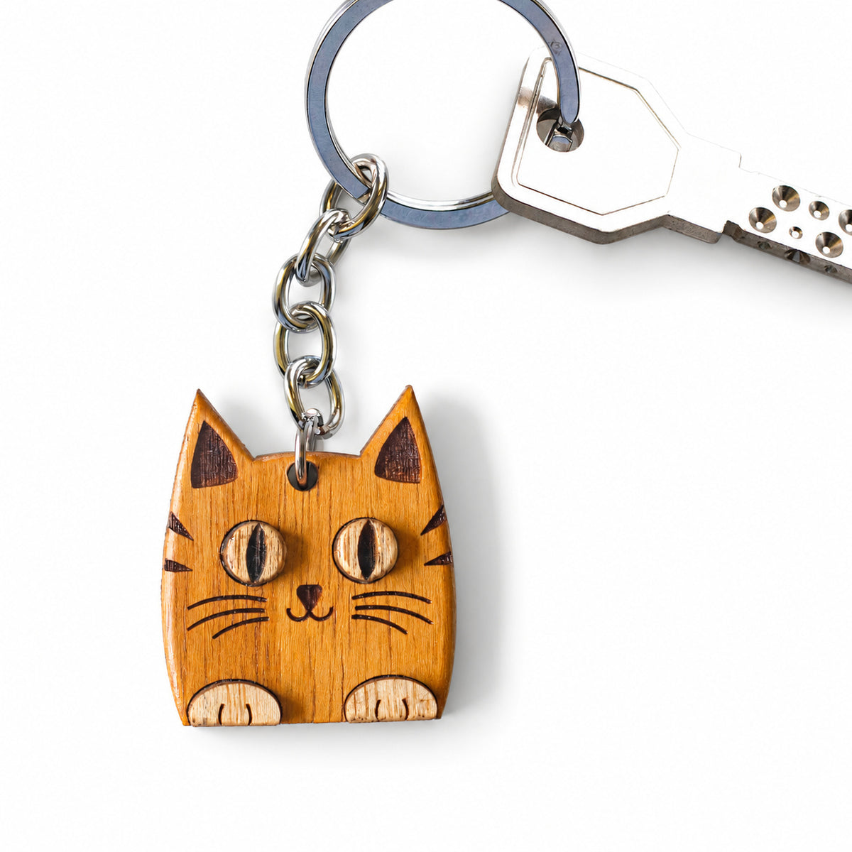 Wooden Cat Keychain | FULKERYA