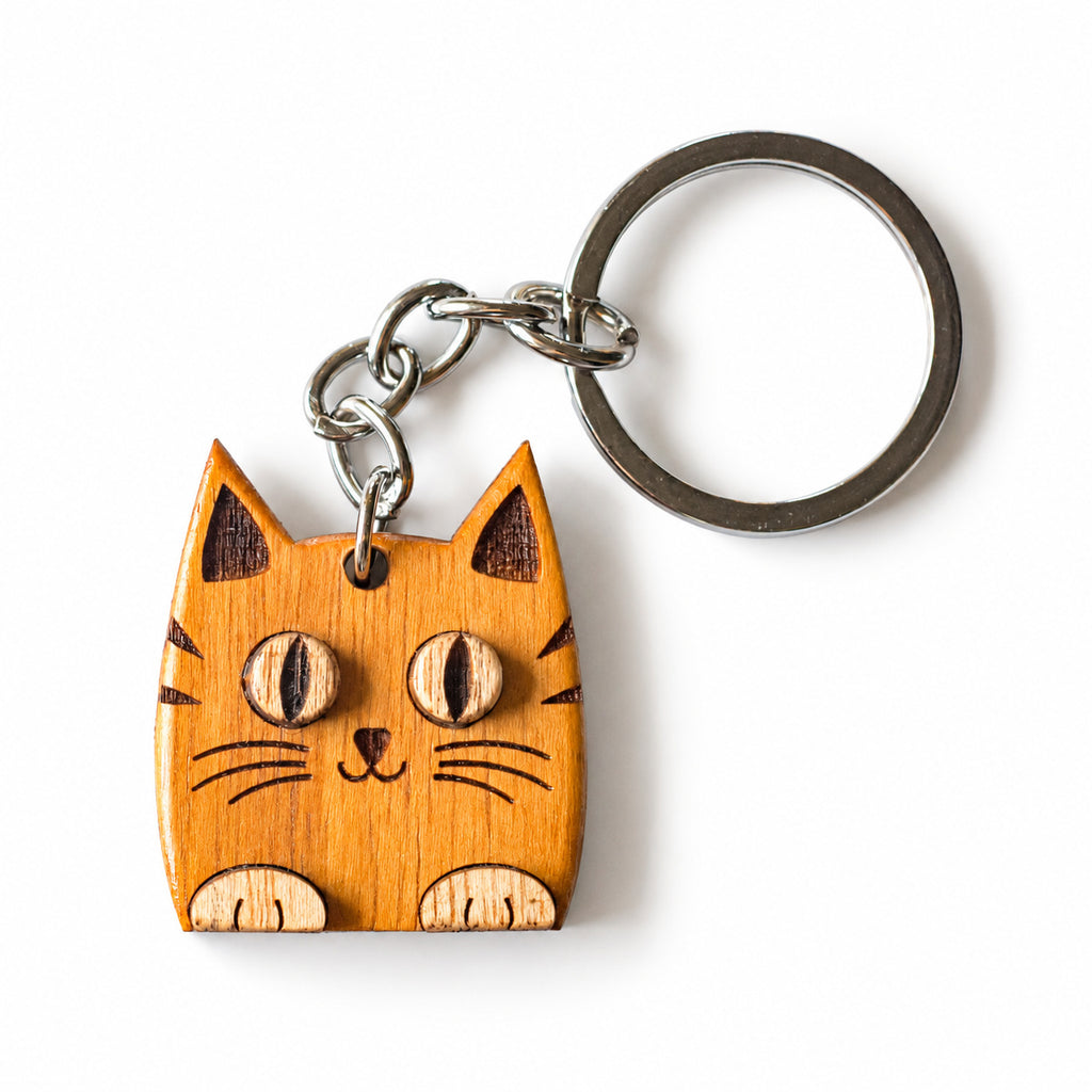 Wooden Cat Keychain | FULKERYA