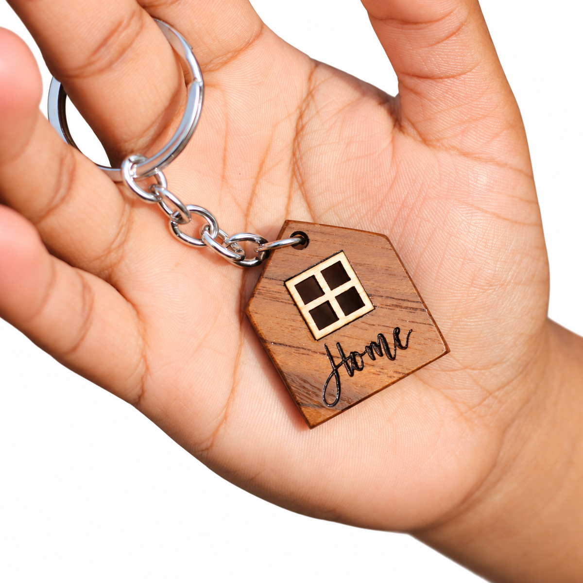 Wooden Home Keychain – House-Shaped Keyring | FULKERYA