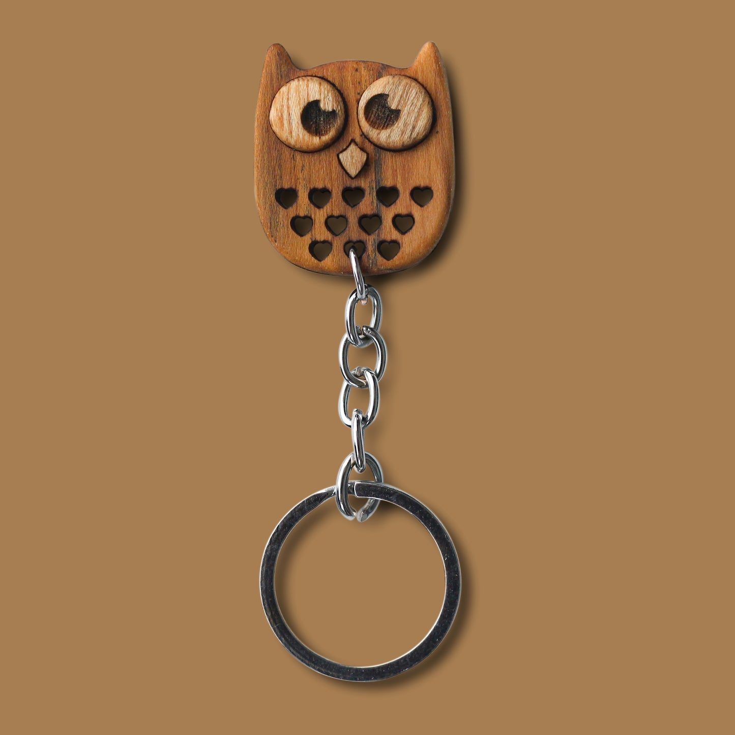 Eco-Wood Owl Keychain - Sustainable Keychain with Wise Owl Design