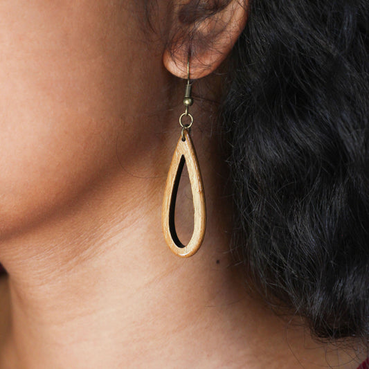 Eco-Friendly Hollow Drop Wooden Earrings - Sustainable and Stylish Accessories