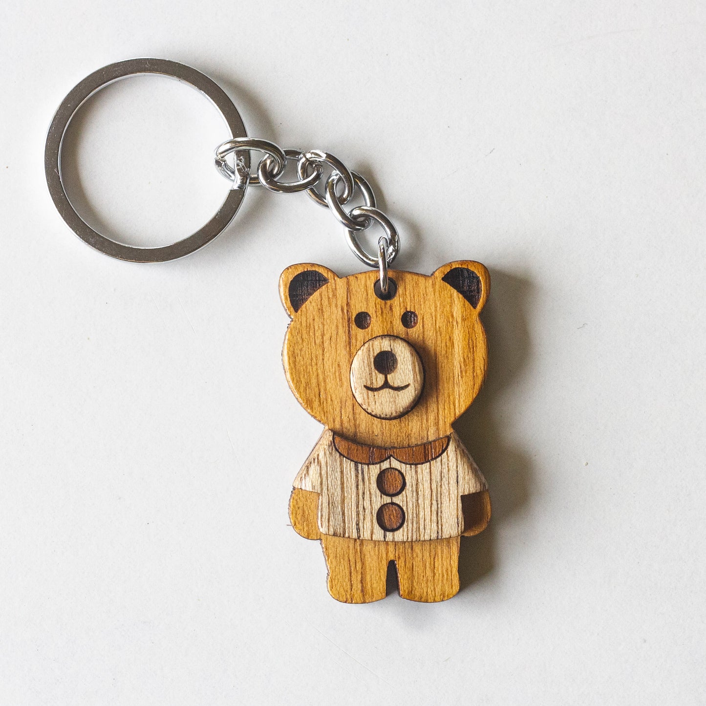 Wooden Teddy Keychain- Eco-Friendly Keychain for Cuddly Vibes