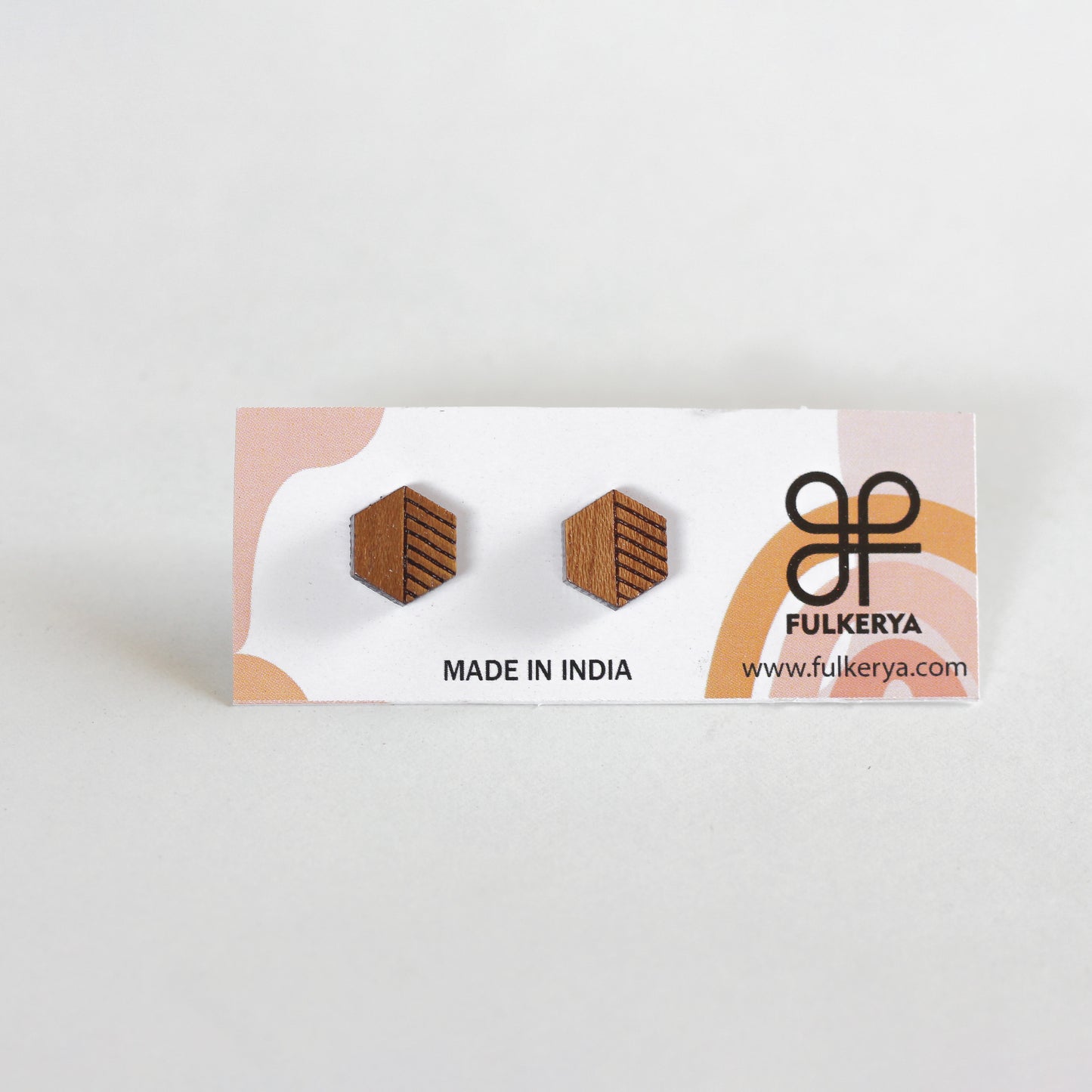 Hexagon Lines Ear Studs - Eco-Friendly Earrings for a Modern Look