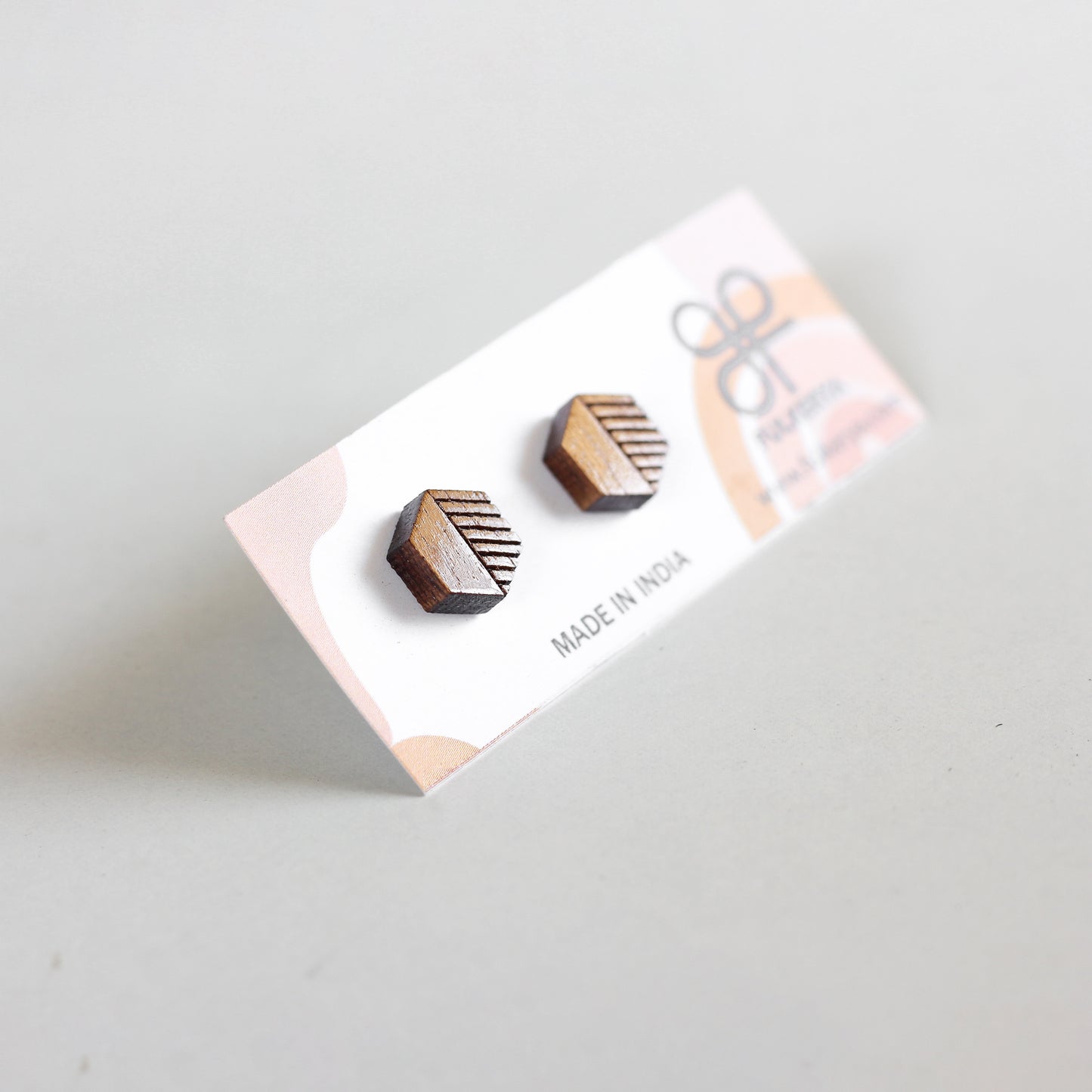 Hexagon Lines Ear Studs - Eco-Friendly Earrings for a Modern Look