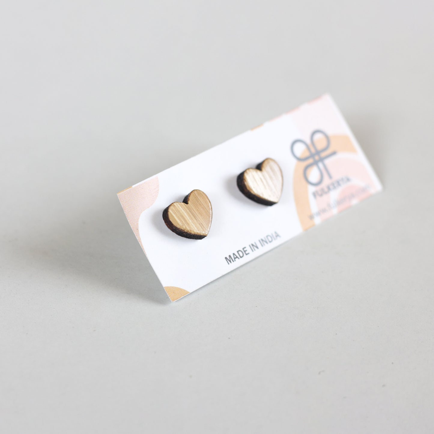 Bamboo Heart Ear Studs - Eco-Friendly Earrings for a Green Fashion Statement