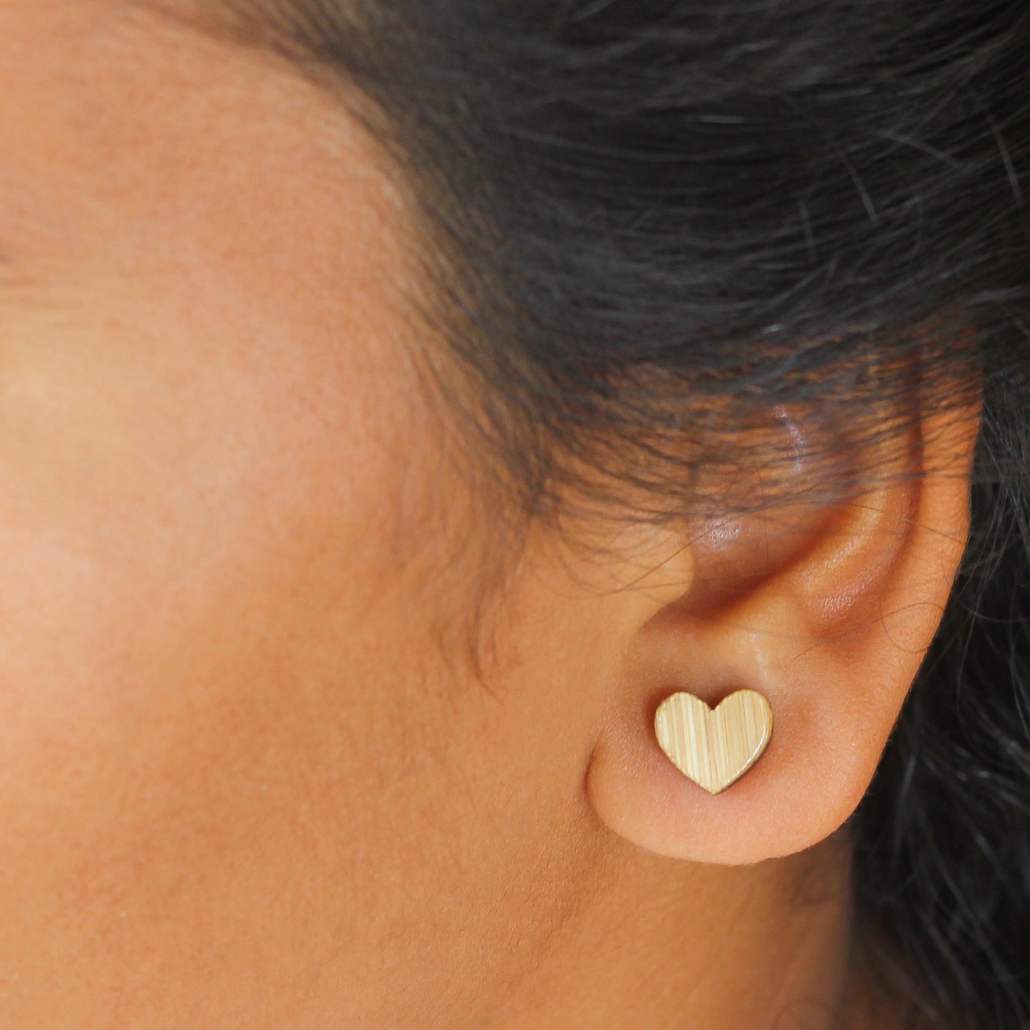 Bamboo Heart Ear Studs - Eco-Friendly Earrings for a Green Fashion Statement