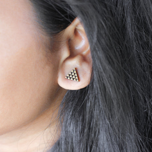 Wooden Triangle Ear Studs - Eco-Friendly Earrings for a Contemporary Look