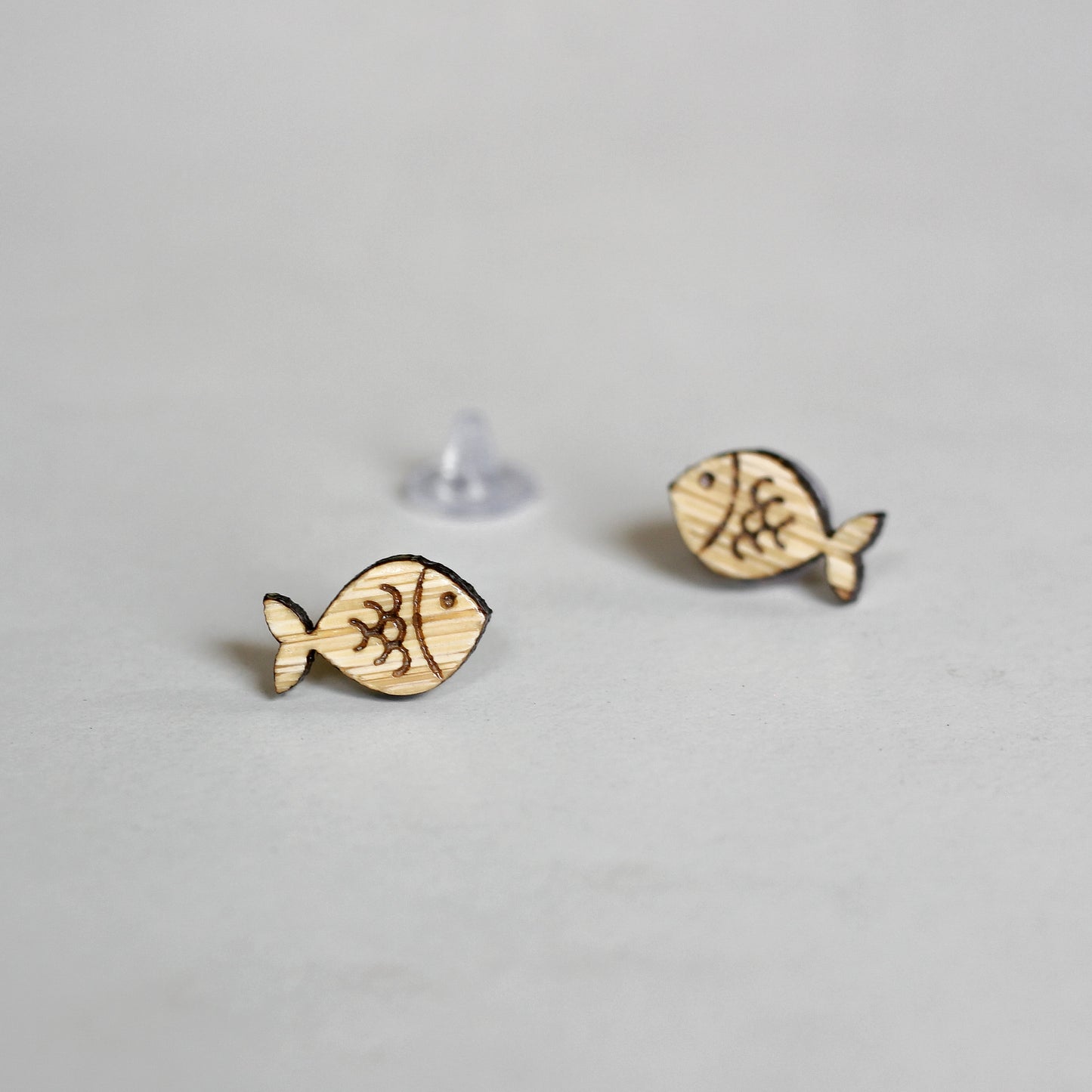 Wooden Fish Ear Studs- Eco-Friendly Earrings for Marine Enthusiasts