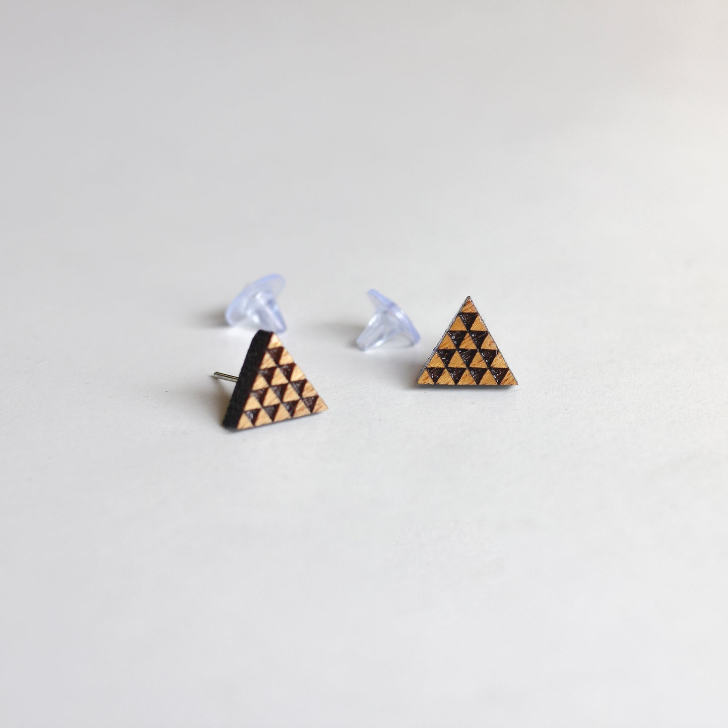 Wooden Triangle Ear Studs - Eco-Friendly Earrings for a Contemporary Look