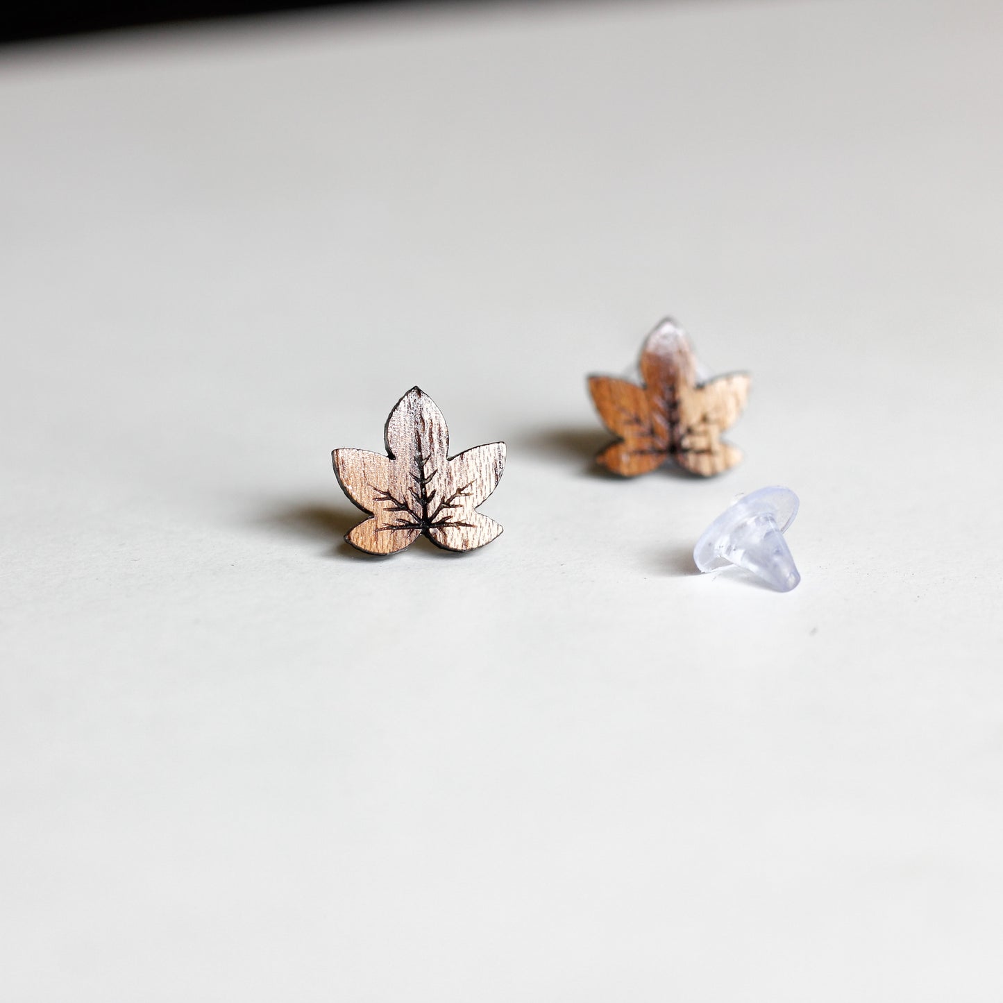 Maple leaf wooden stud earrings for girls & women - Nature-inspired fashion accessories