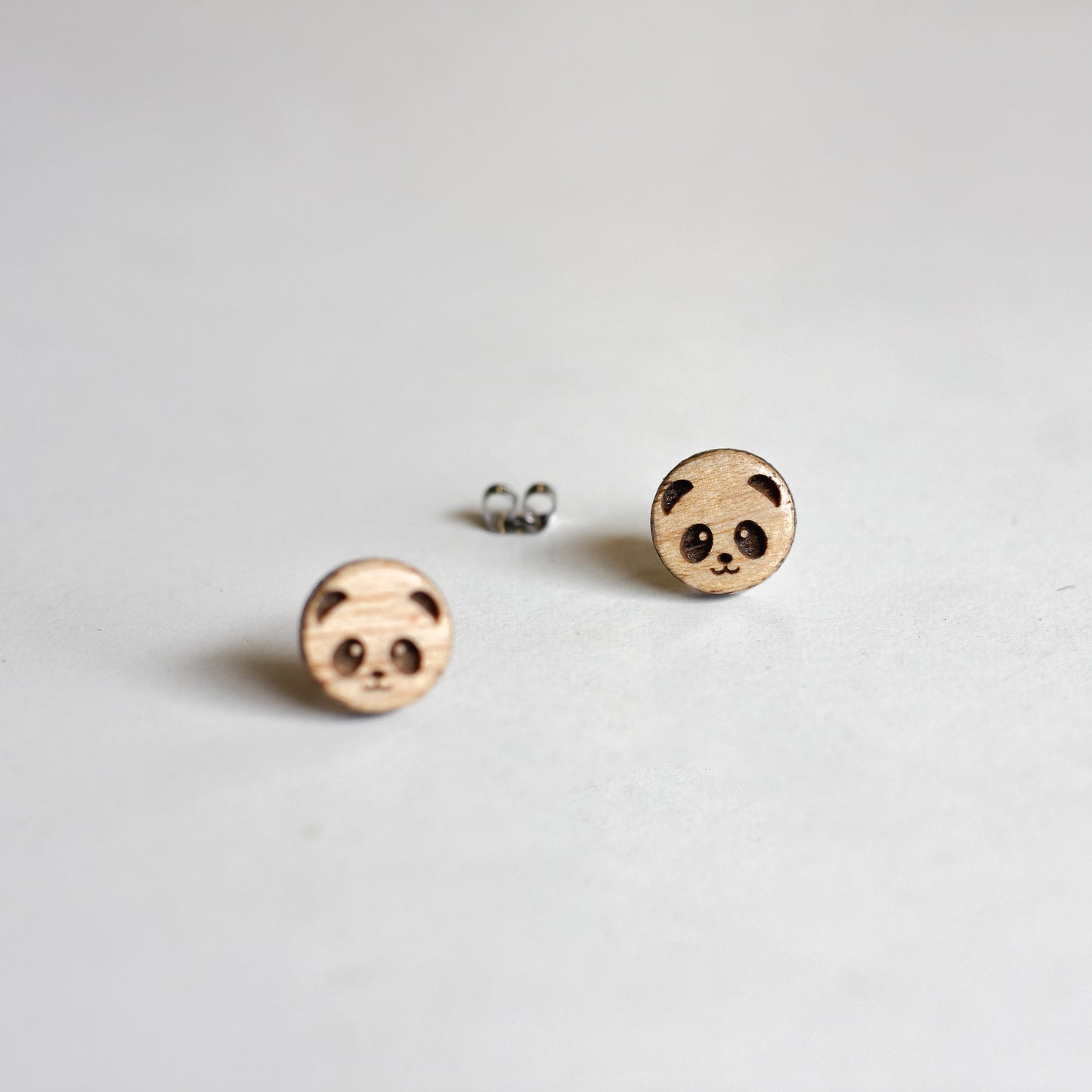 Express Your Playful Side: Wooden Panda Ear Stud for Girls & Women – Cute and Stylish