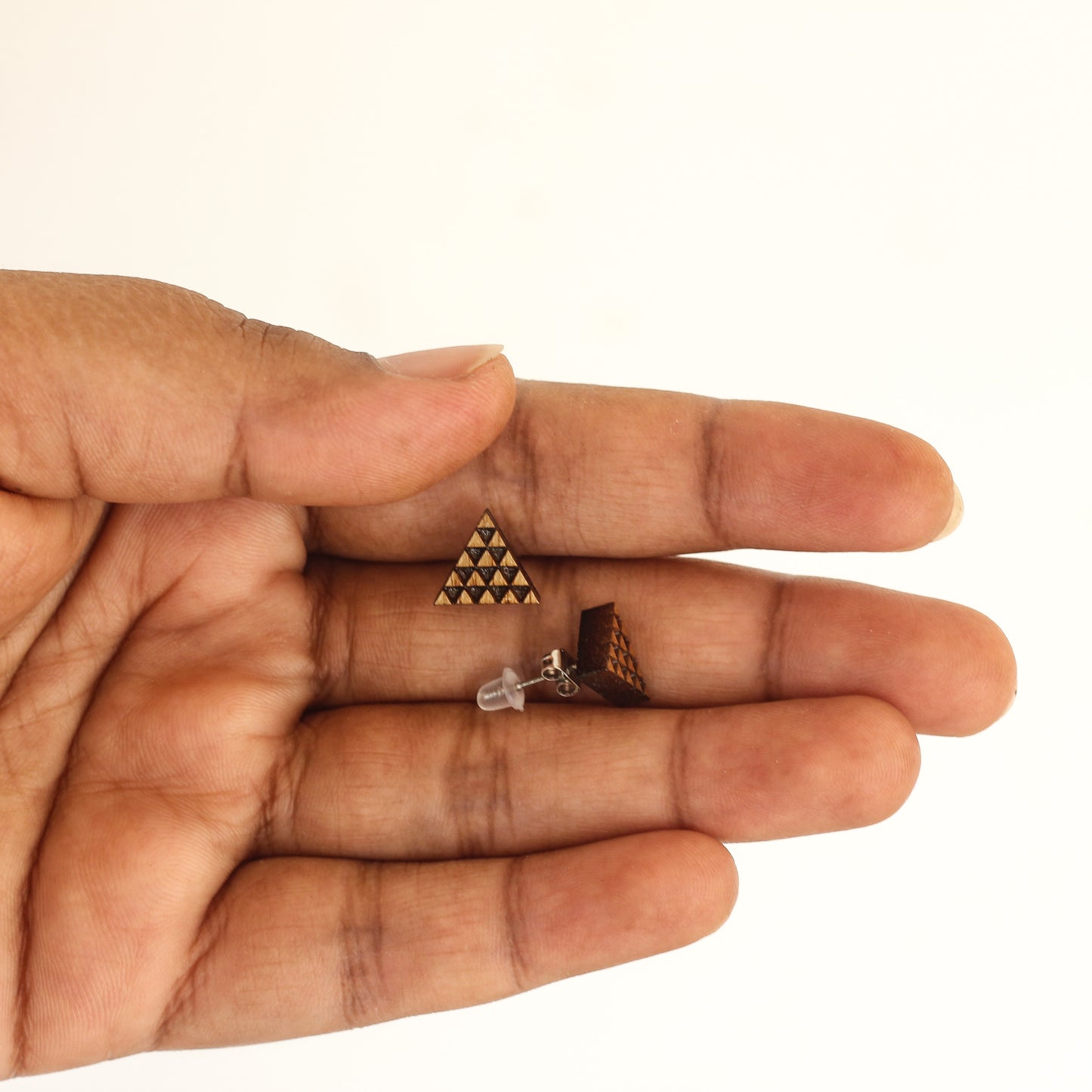 Wooden Triangle Ear Studs - Eco-Friendly Earrings for a Contemporary Look