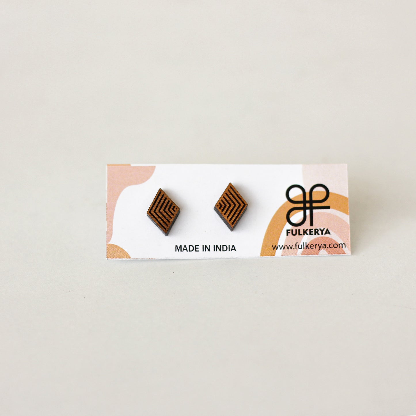 Pendientes indios de madera Sweet Barfi - Pendientes ecológicos para un acento dulce