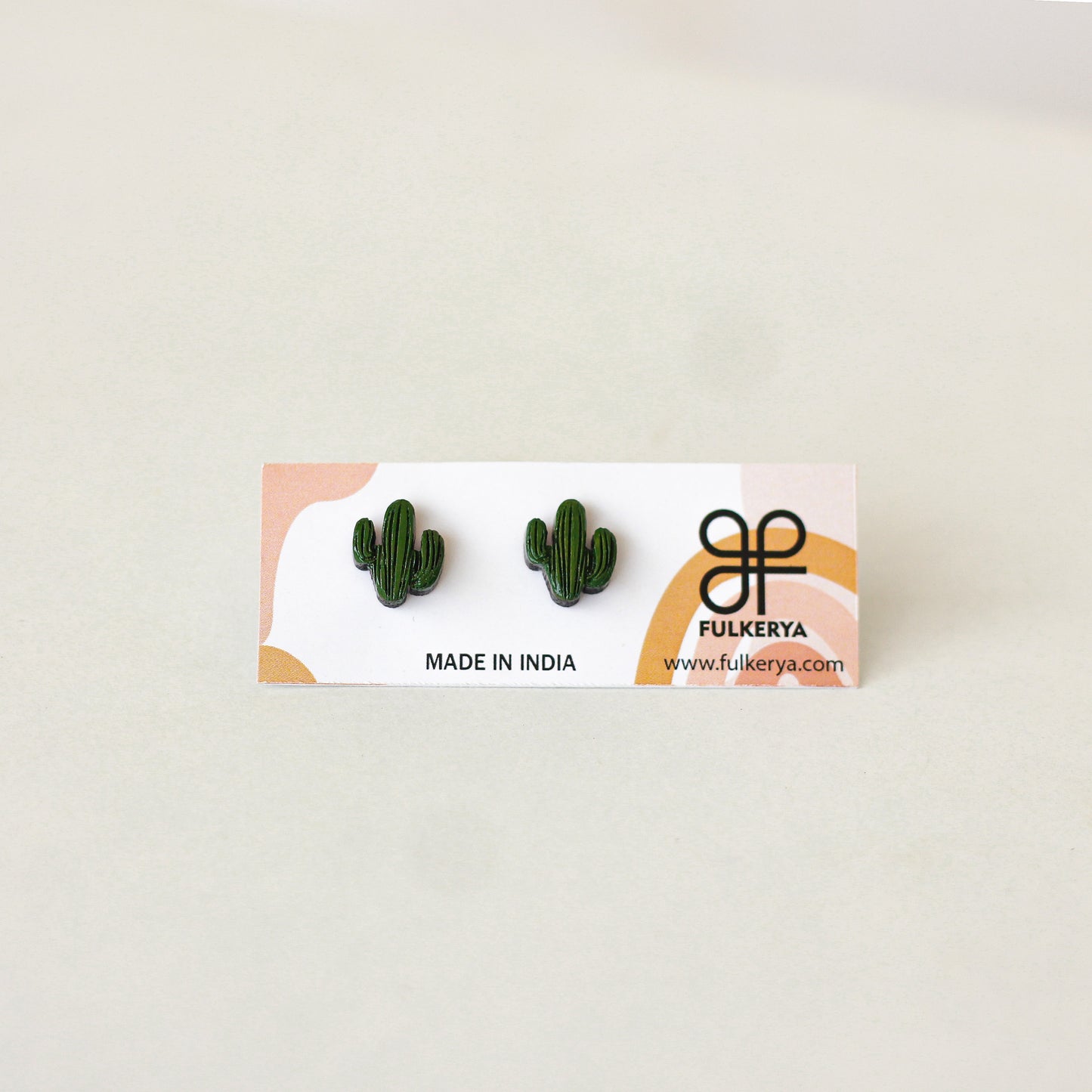 Wooden Cactus Plant Ear Studs - Eco-Conscious and Earth-Friendly Earrings