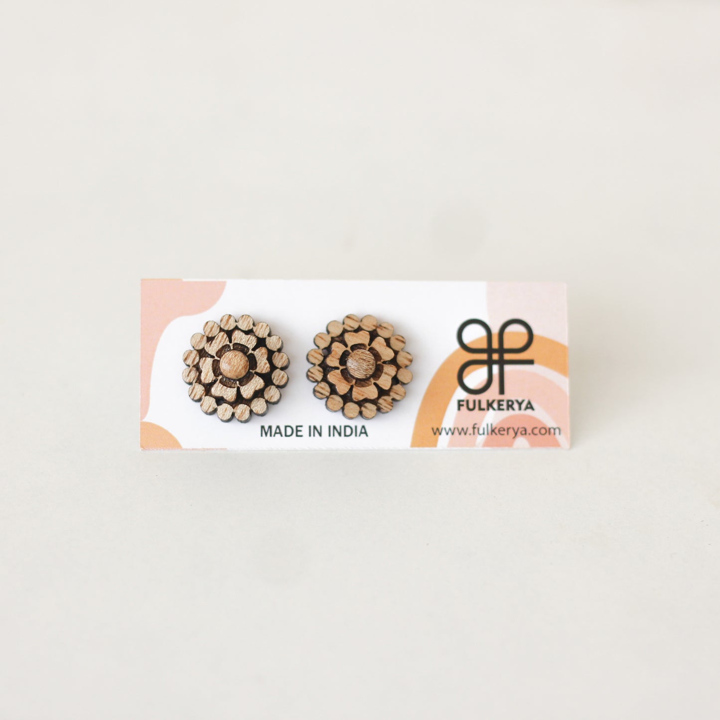 Eco-Friendly Layered Wooden Flower Ear Studs - Sustainable and Stylish Jewelry