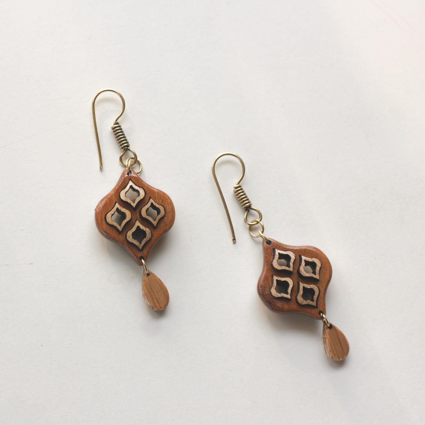 Wooden Earrings Inspired by Indian Jali Work - Embrace Indian Heritage