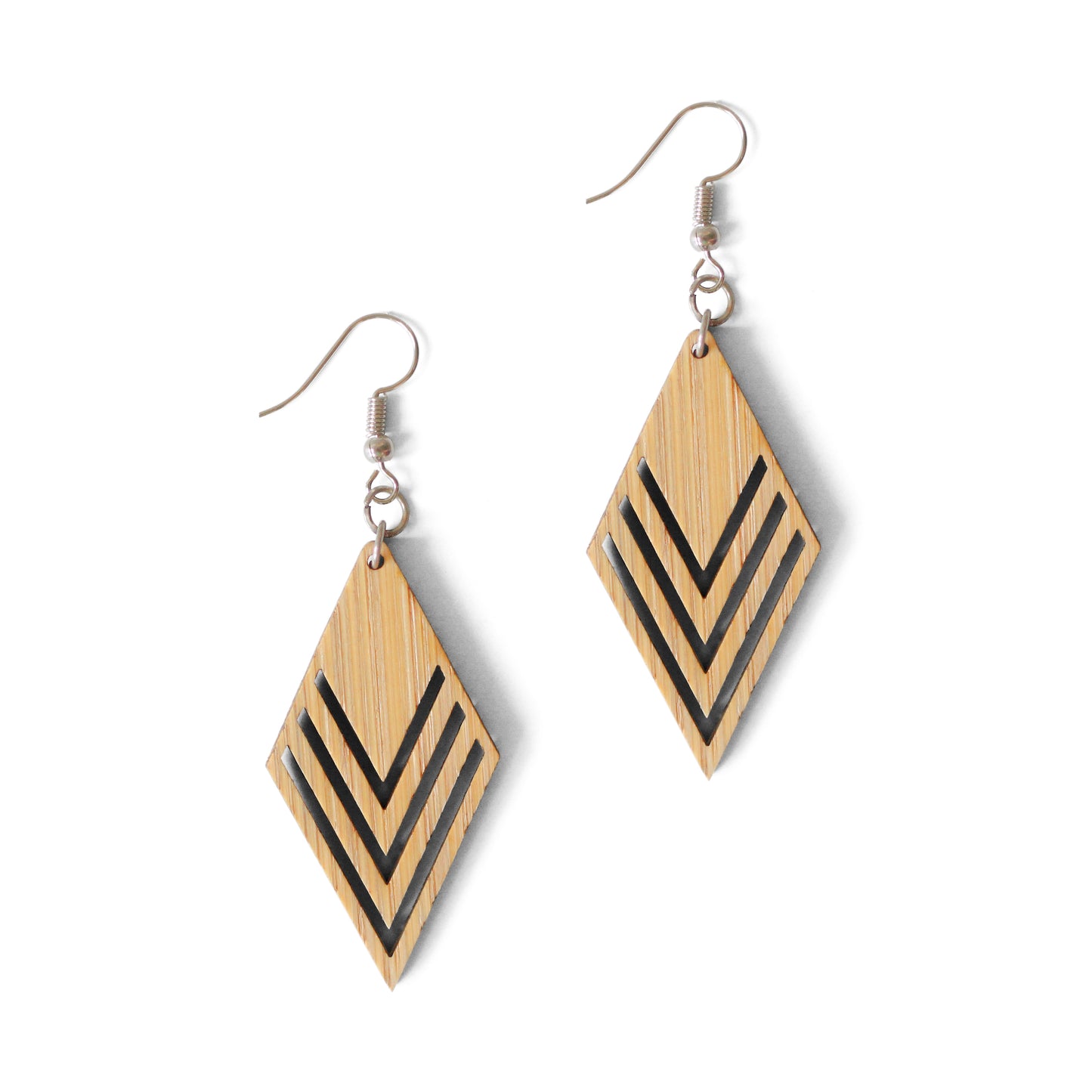 Sustainable Bamboo Indian Barfi Shaped Earrings - Eco-Friendly Ethnic Jewelry