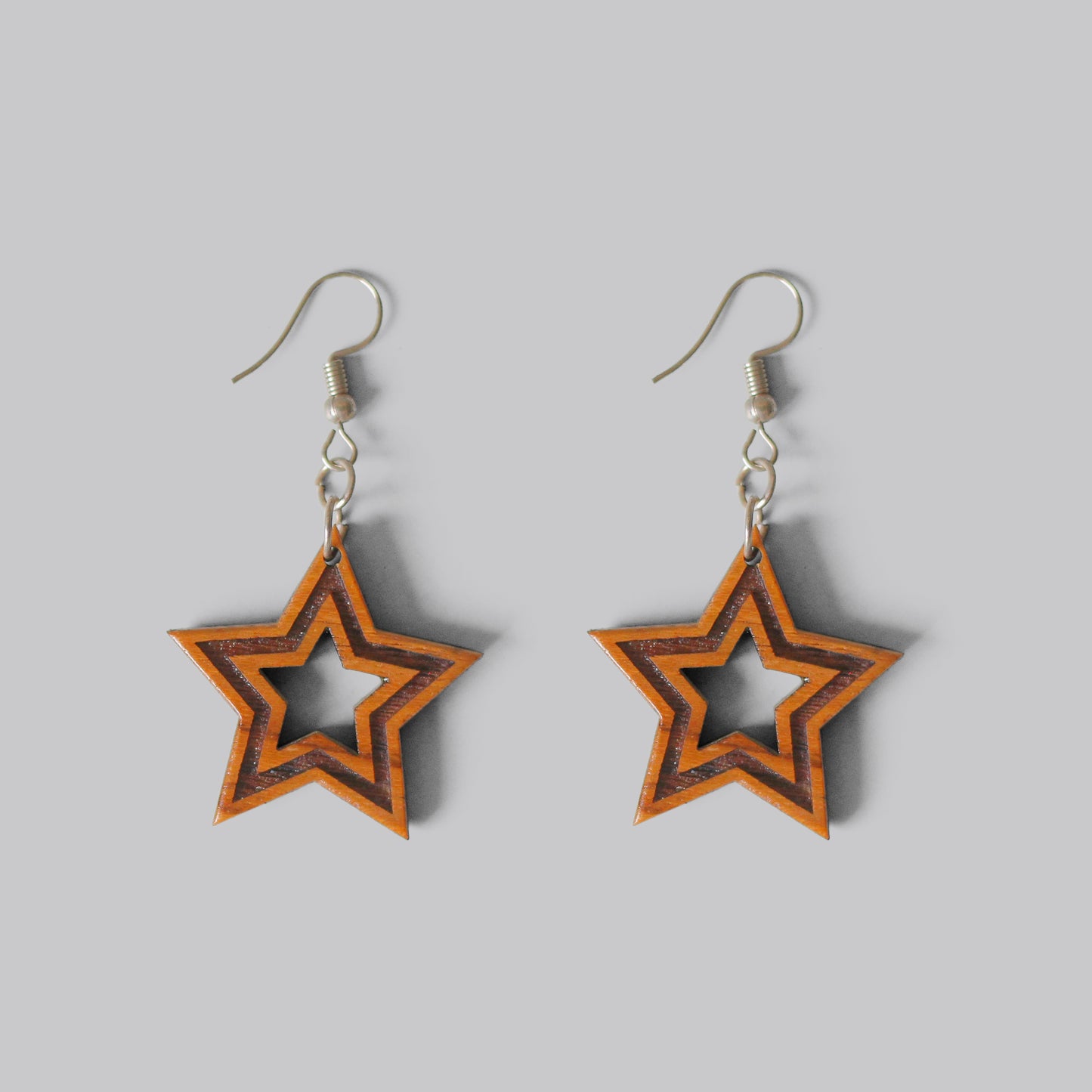 Eco-Wood Star Drop Earrings - Sustainable Style for Fashion-Forward Girls & Women