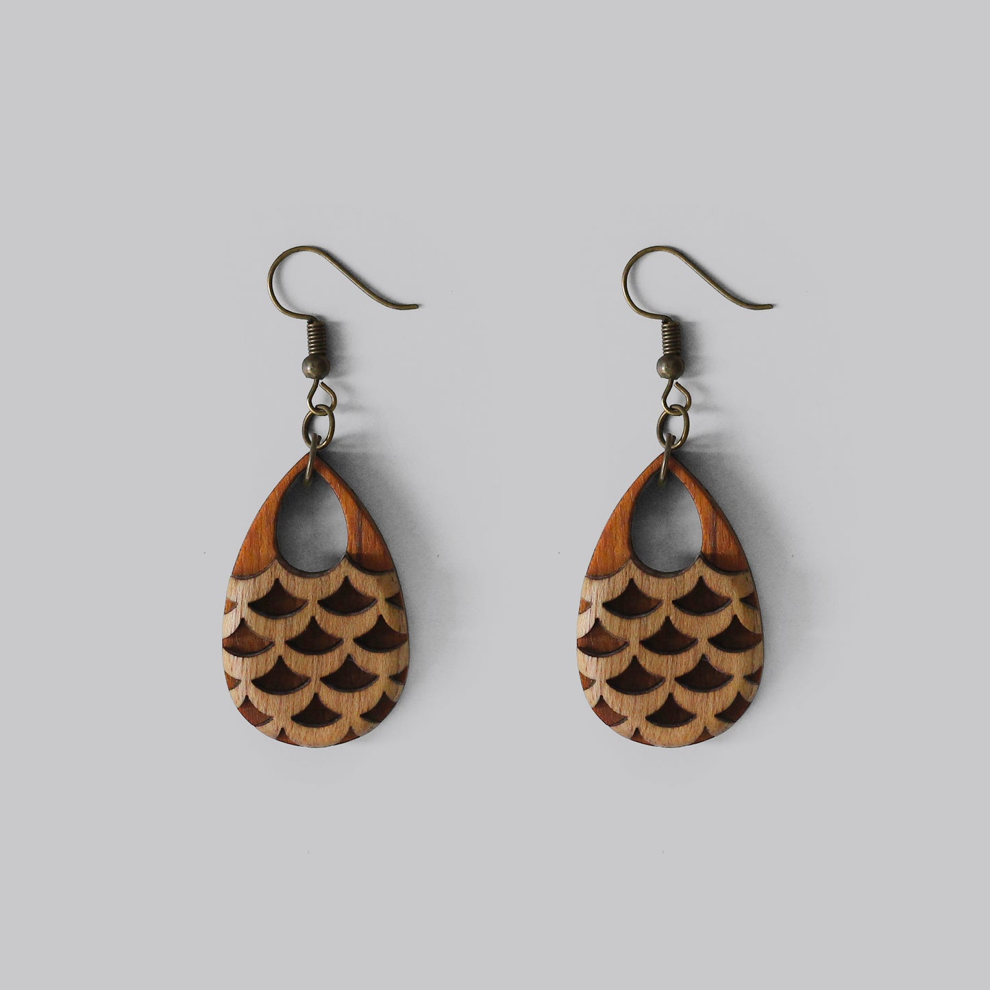 Sustainable Fashion: Wooden Fish Scale Drop Earrings for Eco-Conscious Individuals