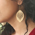 Handcrafted Bamboo Leaf Lattice Drop Earrings