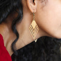 Bamboo Chevron Diamond Drop Earrings