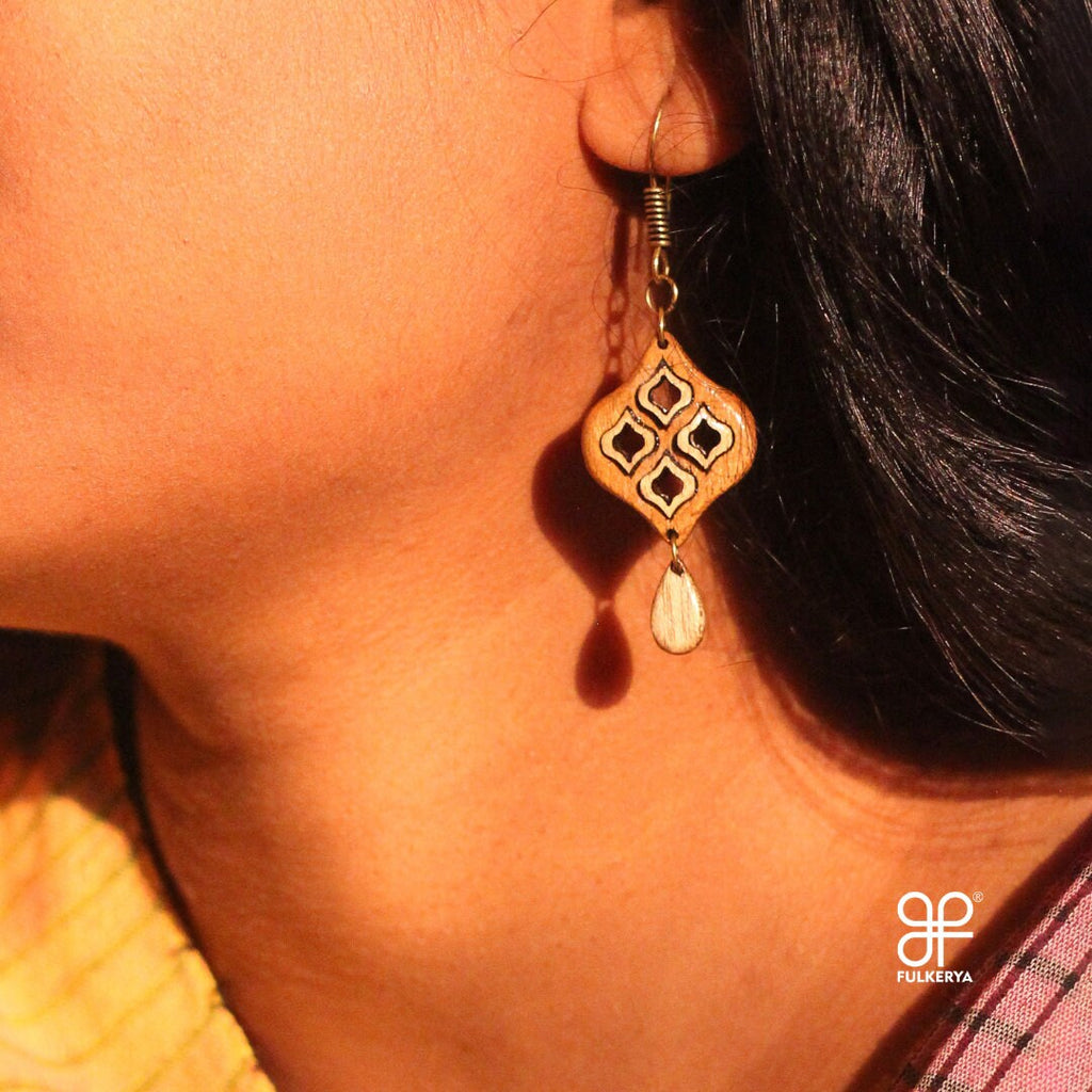 Teakwood Jaali Drop Earrings