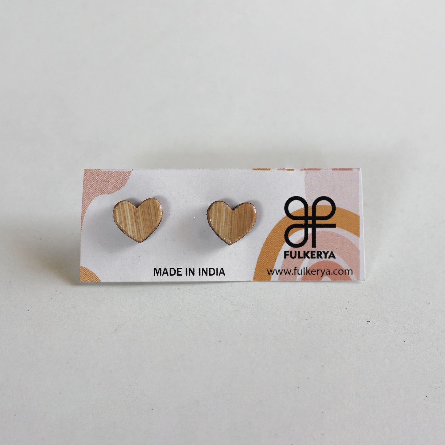 Bamboo Heart Ear Studs - Eco-Friendly Earrings for a Green Fashion Statement