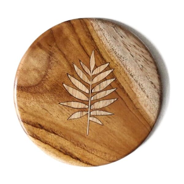 Tropical Leaf Wooden Coasters – Handcrafted Inlay Elegance - Image 2