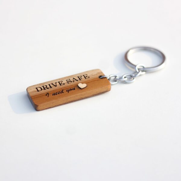 Drive Safe Wooden Keychain - Image 2