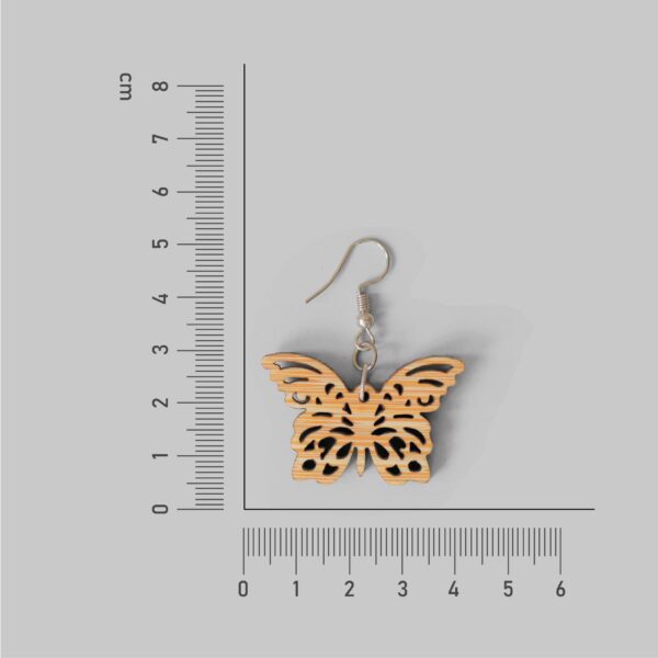 Wings of Nature – Intricately Cut Bamboo Butterfly Earrings - Image 2