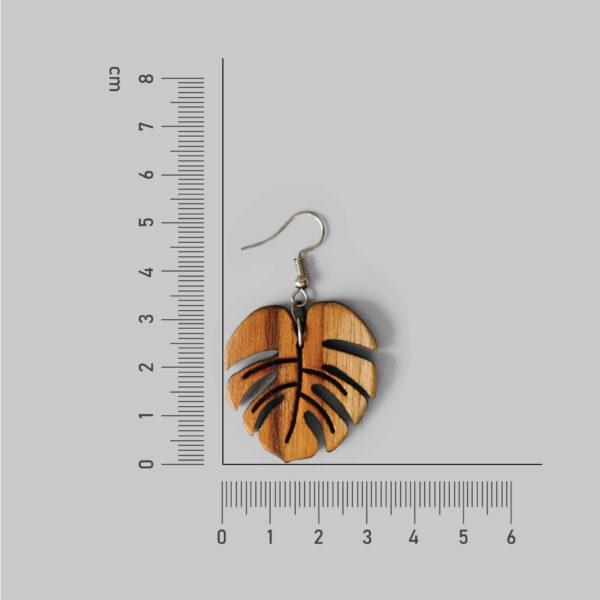 Wooden Monstera Earrings for Girls & Women - Image 5