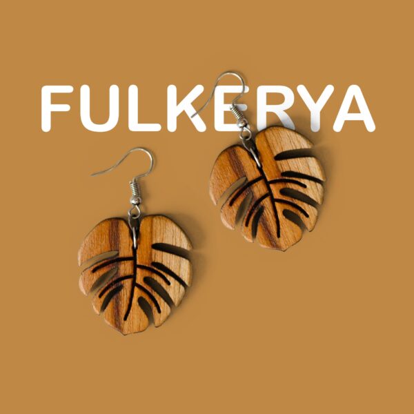Wooden Monstera Earrings for Girls & Women - Image 4